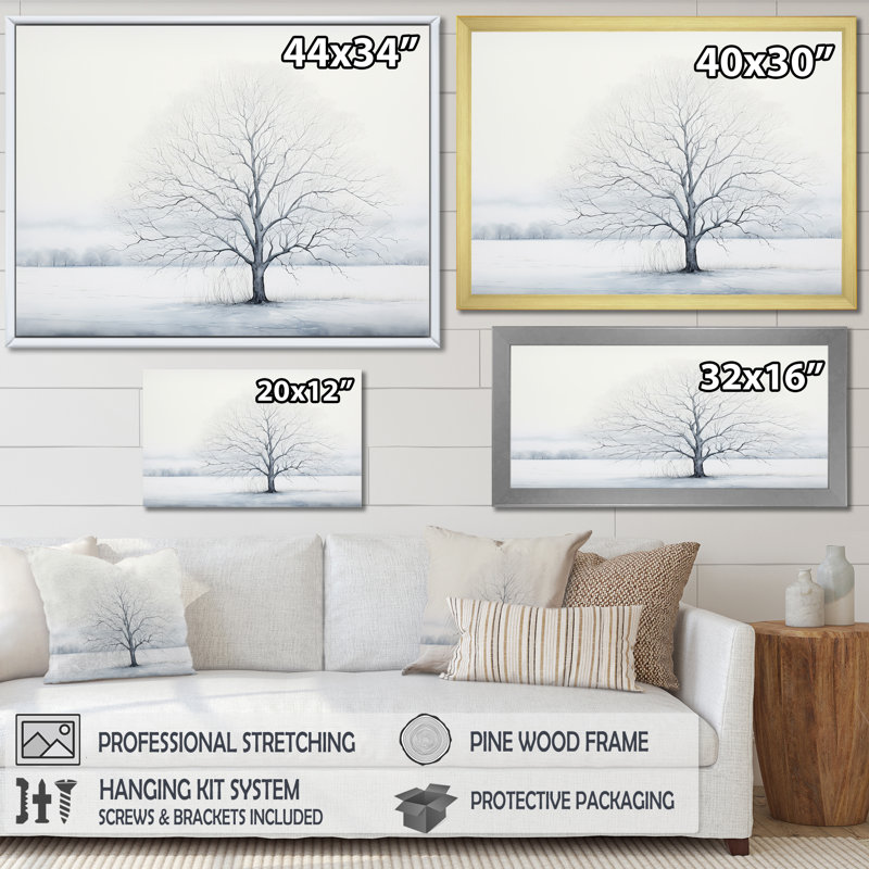 Winters Tree Minimalisme II, Cadre naturel flottant, 34" H x 44" W