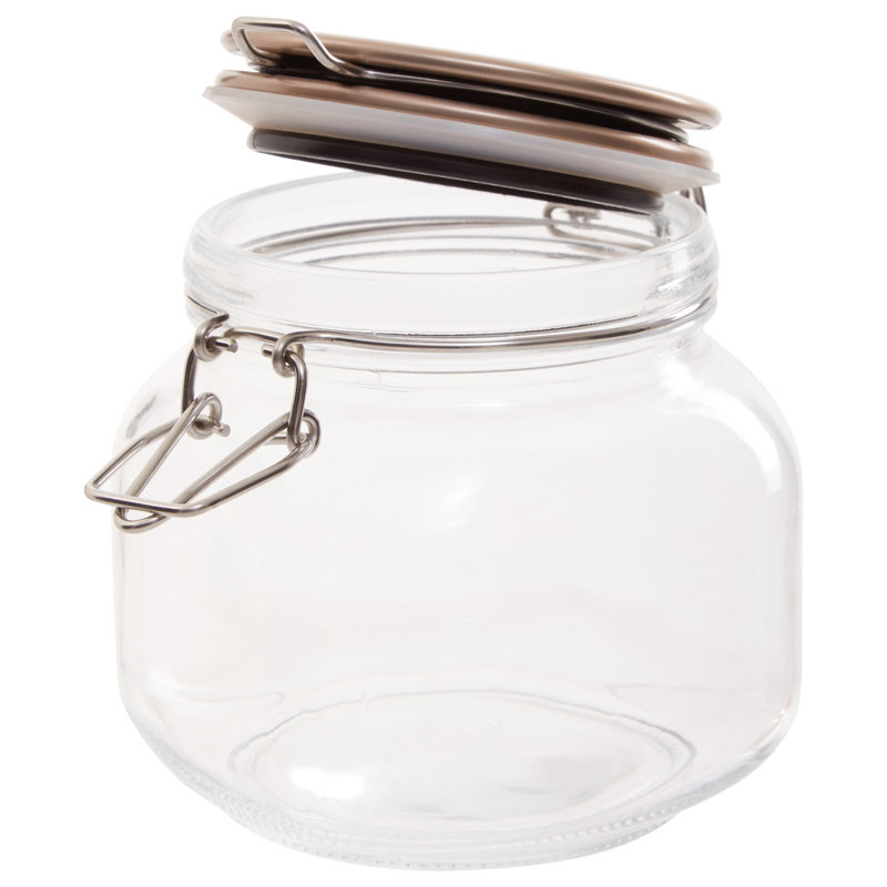 Glass Jar, Transparent/Champagne, 13cm H x 11cm W x 11cm D