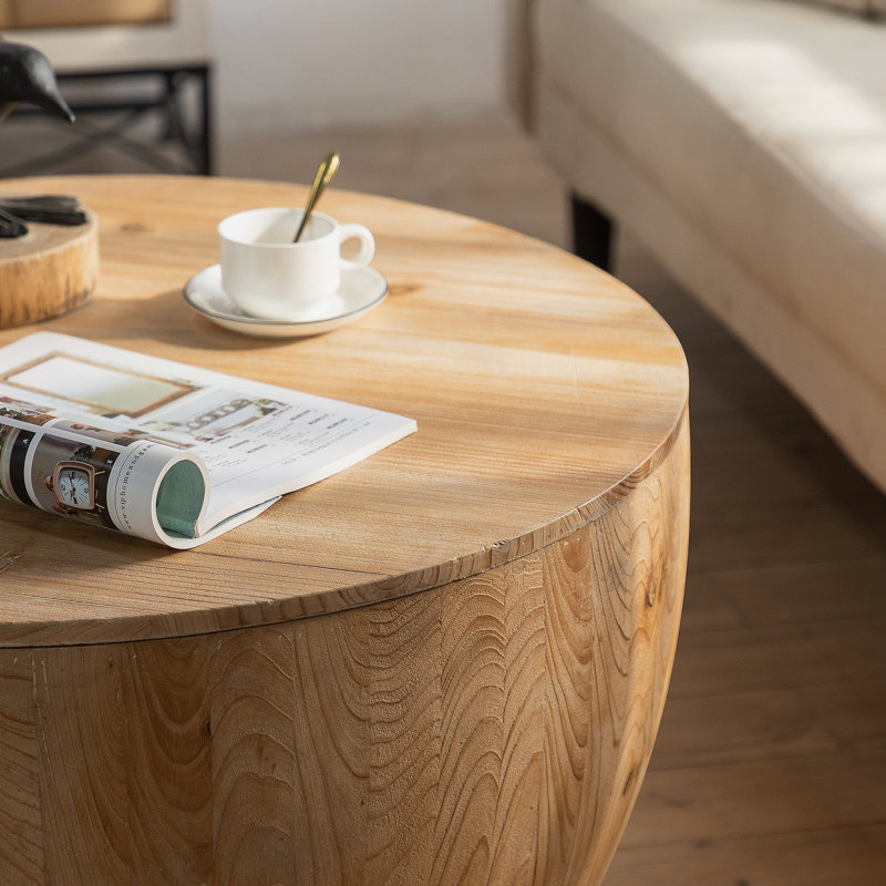 Table basse en forme de seau de style rétro pour bureau, salle à manger et salon, Naturel