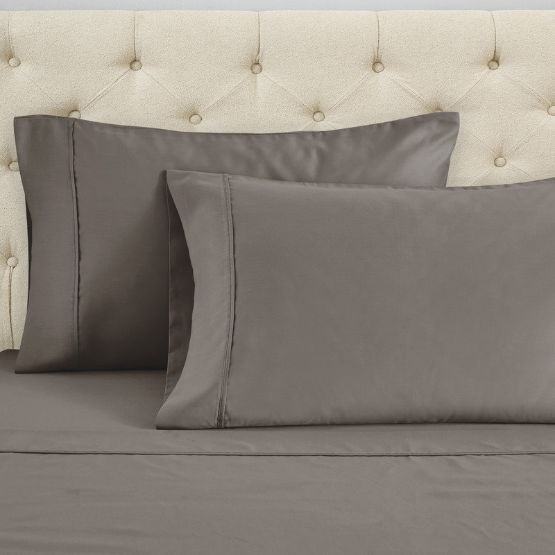 1500 Thread Count Ultra Soft Cotton Blend Sateen Pillowcase Set, Gray, King Pillowcase