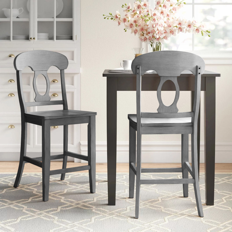 Beaufort Solid Wood Counter Stool, Antique Gray, Counter Stool (24.21” Seat Height)
