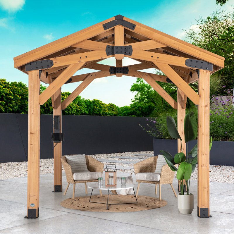 Norwood 10x10 Cedar Wood Gazebo with Steel Roof