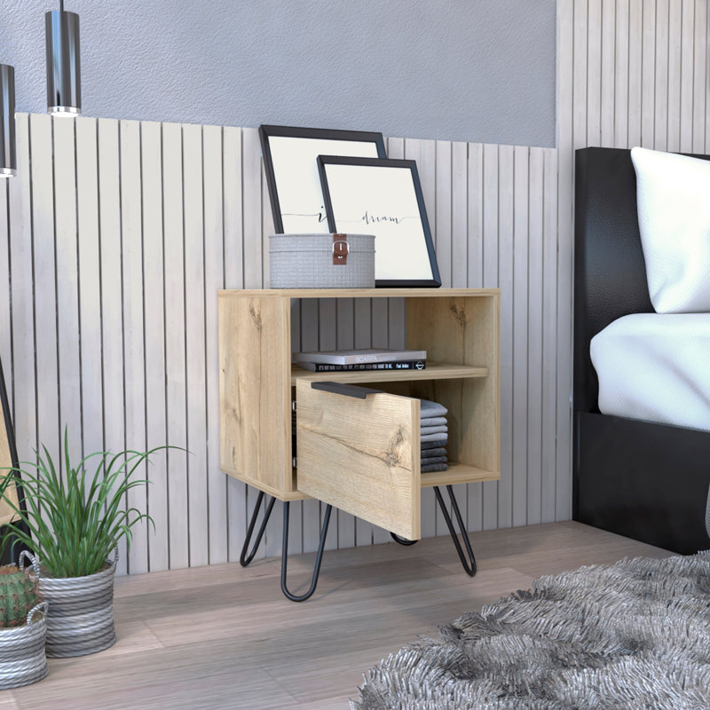Table de chevet de style contemporain, Beige
