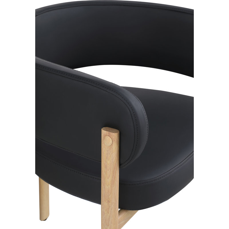Fauteuil Gideon, Cuir végétalien noir, Naturel