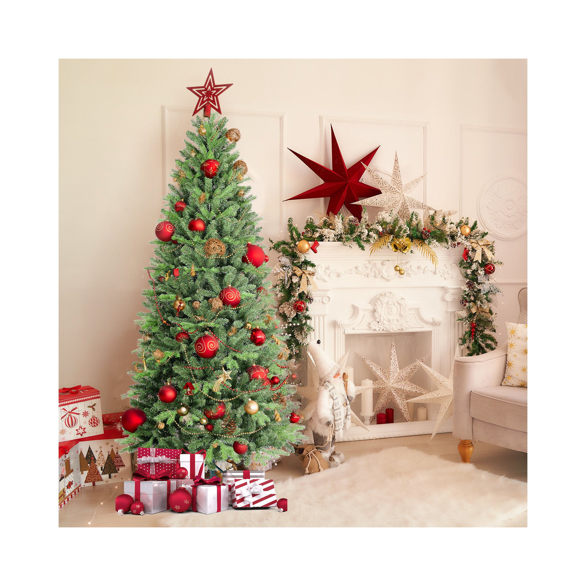 Unlit Pine Fir Christmas Tree, 5'