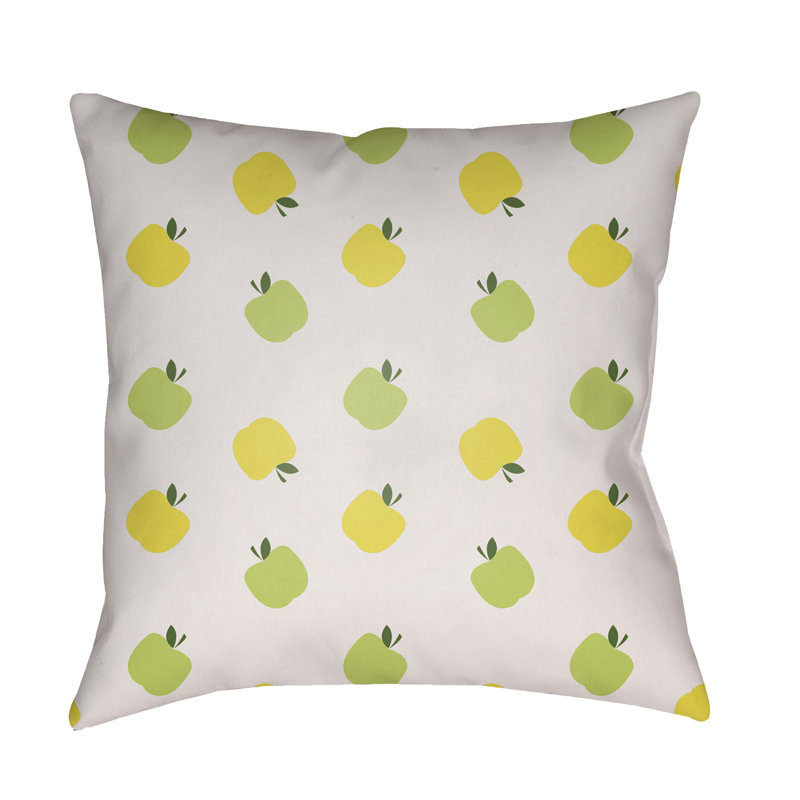Apples Indoor/Outdoor Throw Pillow, 18" H x 18" W x 1" D, Yellow