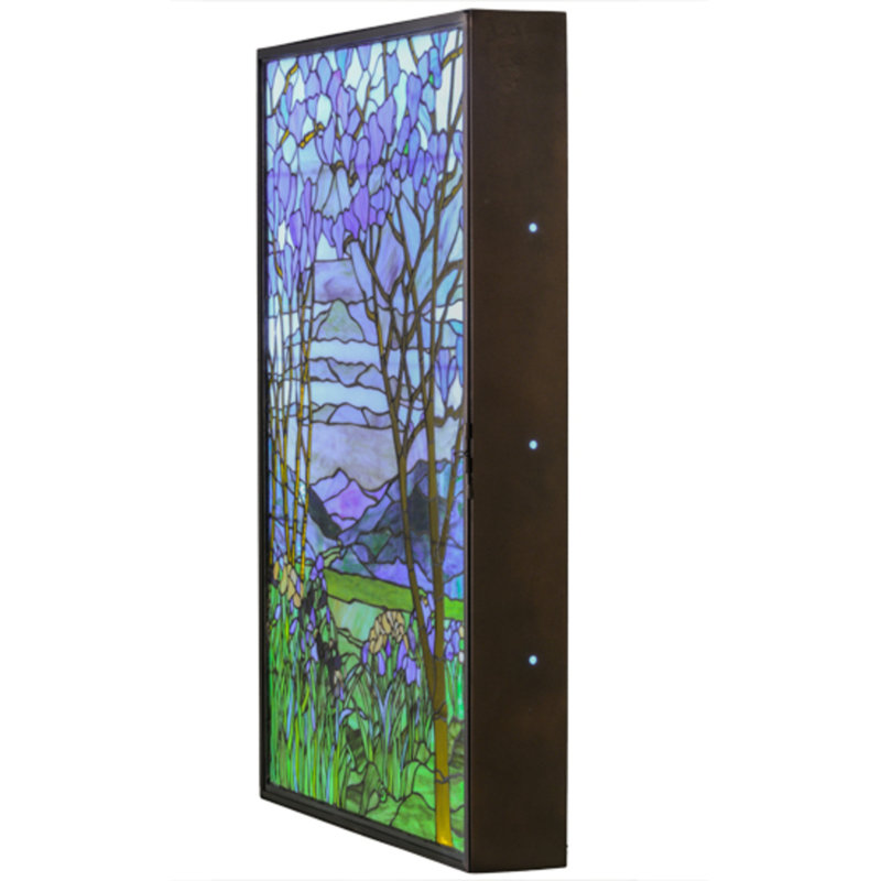 Tiffany Magnolia And Iris Stained Glass Lighted Window