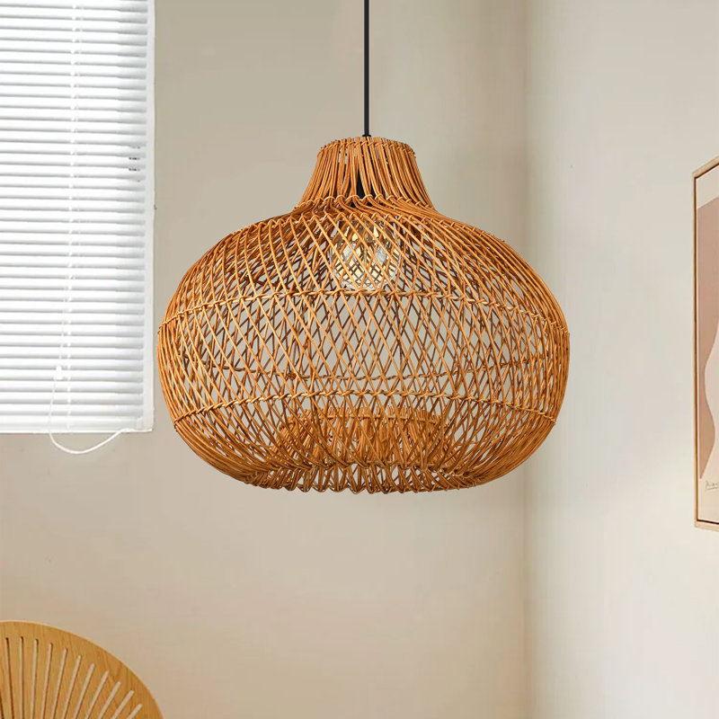 Luminaire suspendu beige à 1 dôme Batcheller, H 92 po x l 15,74 po x P 15,74 po
