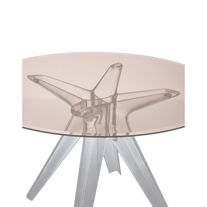 Sir Gio Round Glass Top Dining Table, Transparent, Pink
