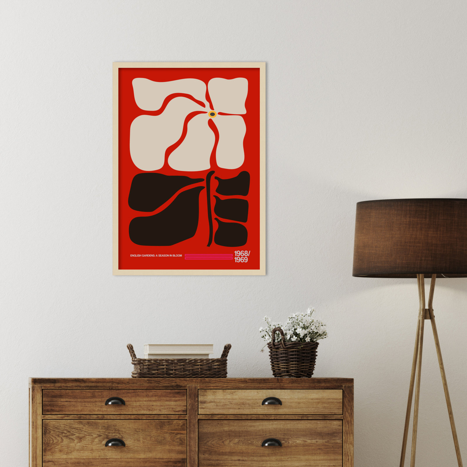 English Gardens Red by Frances Collett, Brown, 33" H x 24" W x 1" D