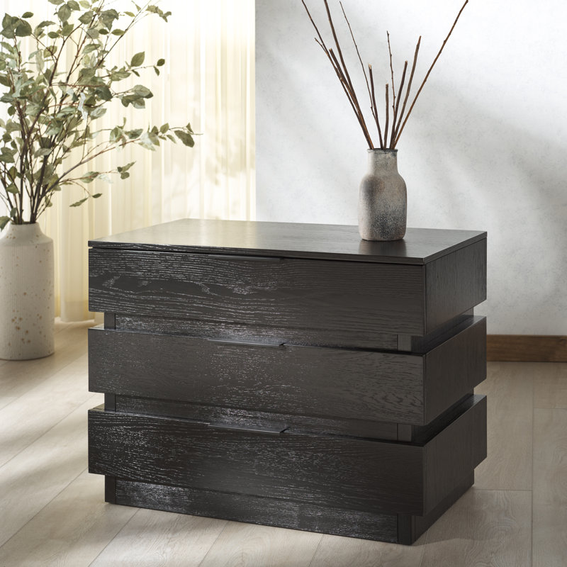 Commode 3 tiroirs Ezora, Noir, noir, noir, noir