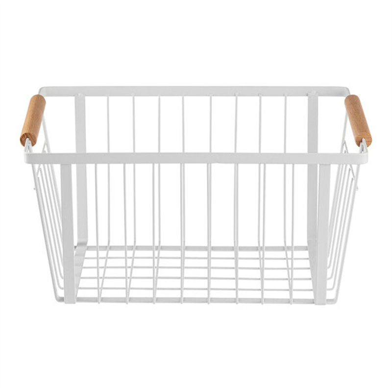 Tablecraft 12" x 8" x 6" White Stackable Powder-Coated Steel Storage Basket with Handles 11785 WS-80811785-5PK