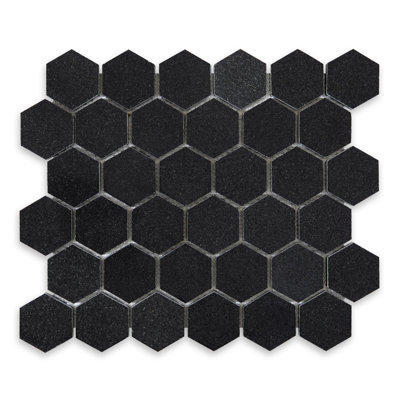 Absolute Black Polished Granite Hexagon Mosaic