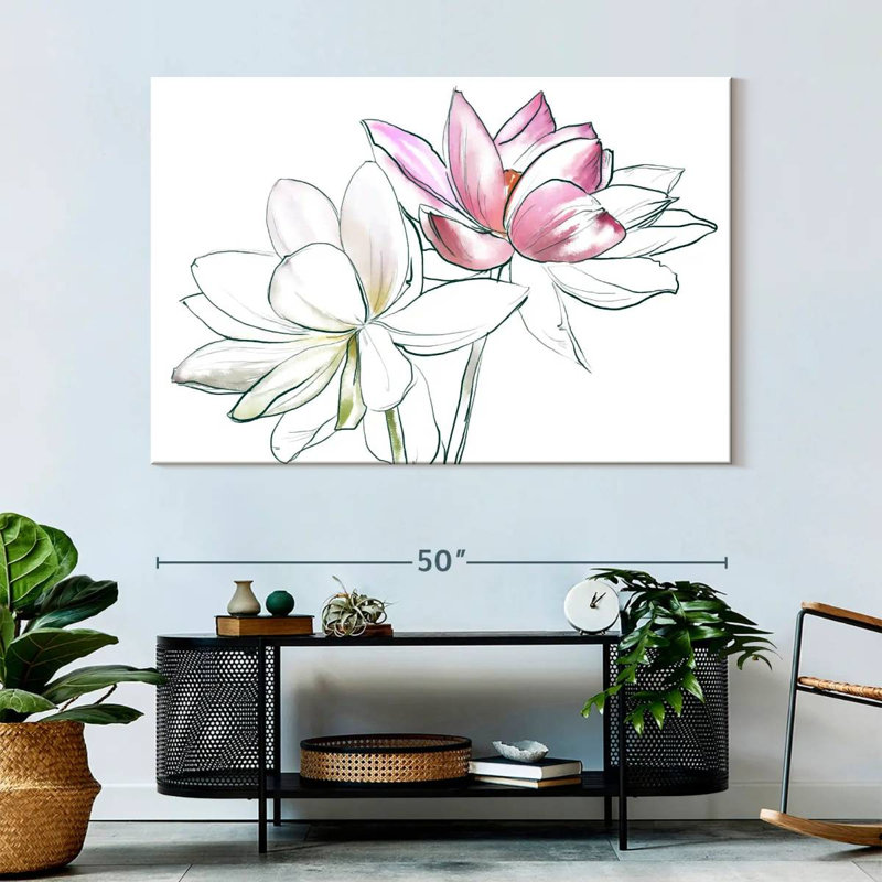 Duo de fleurs de lotus, H 34 po x l 51 po