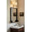 Black Metal & Dark Mahogany Wood Shelf Mirror