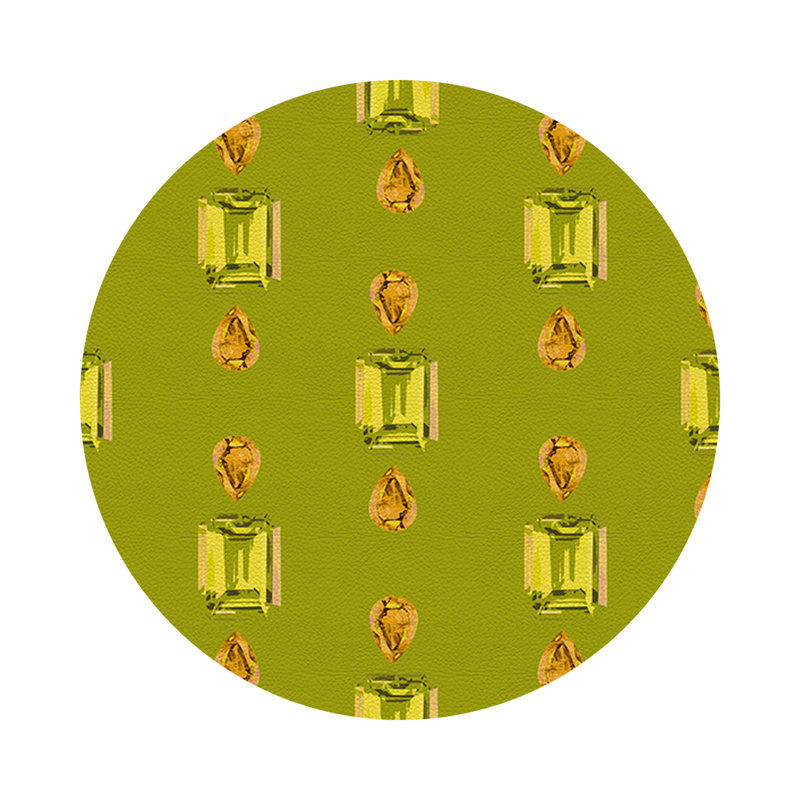 Gem Peridot Acid Vegan Leather Round Coasters