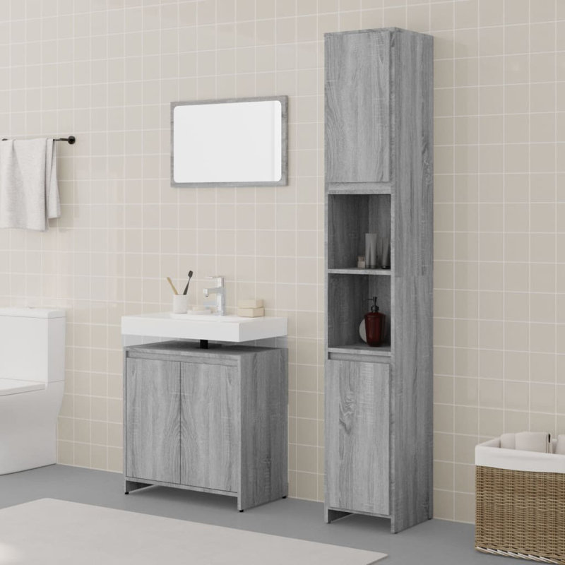 Bathroom Storage Furniture Set, Grey Sonoma