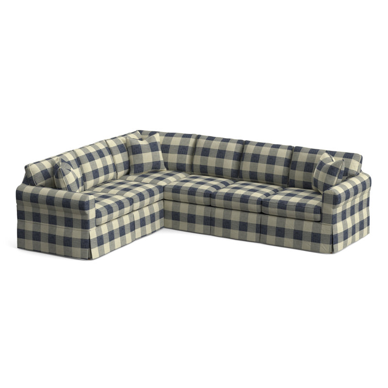 Bedford Sectional, Blue Buffalo Check; 0120-61, Left Hand Facing