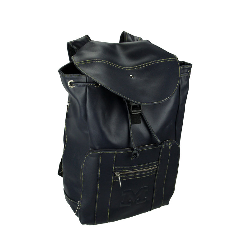 Sac à dos gaufré en cuir bleu marine gaufré avec coutures en maïs Michigan, d'une hauteur de 15,25 pouces