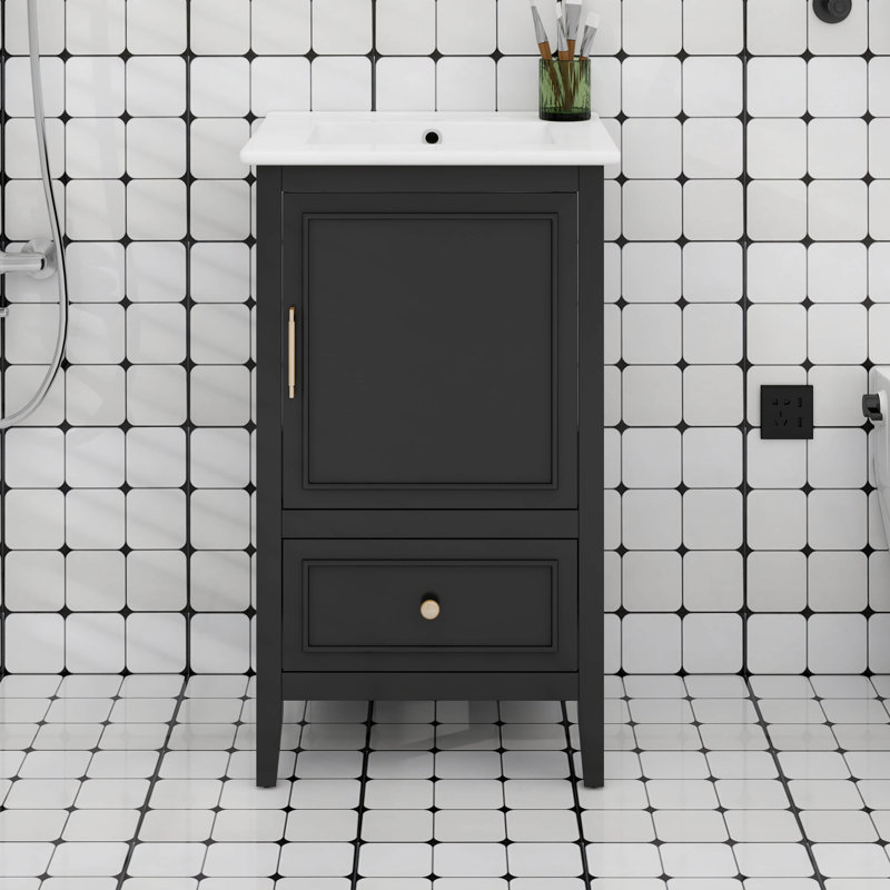 Meuble-lavabo 20 po avec lavabo et 1 tiroir noir 20 po