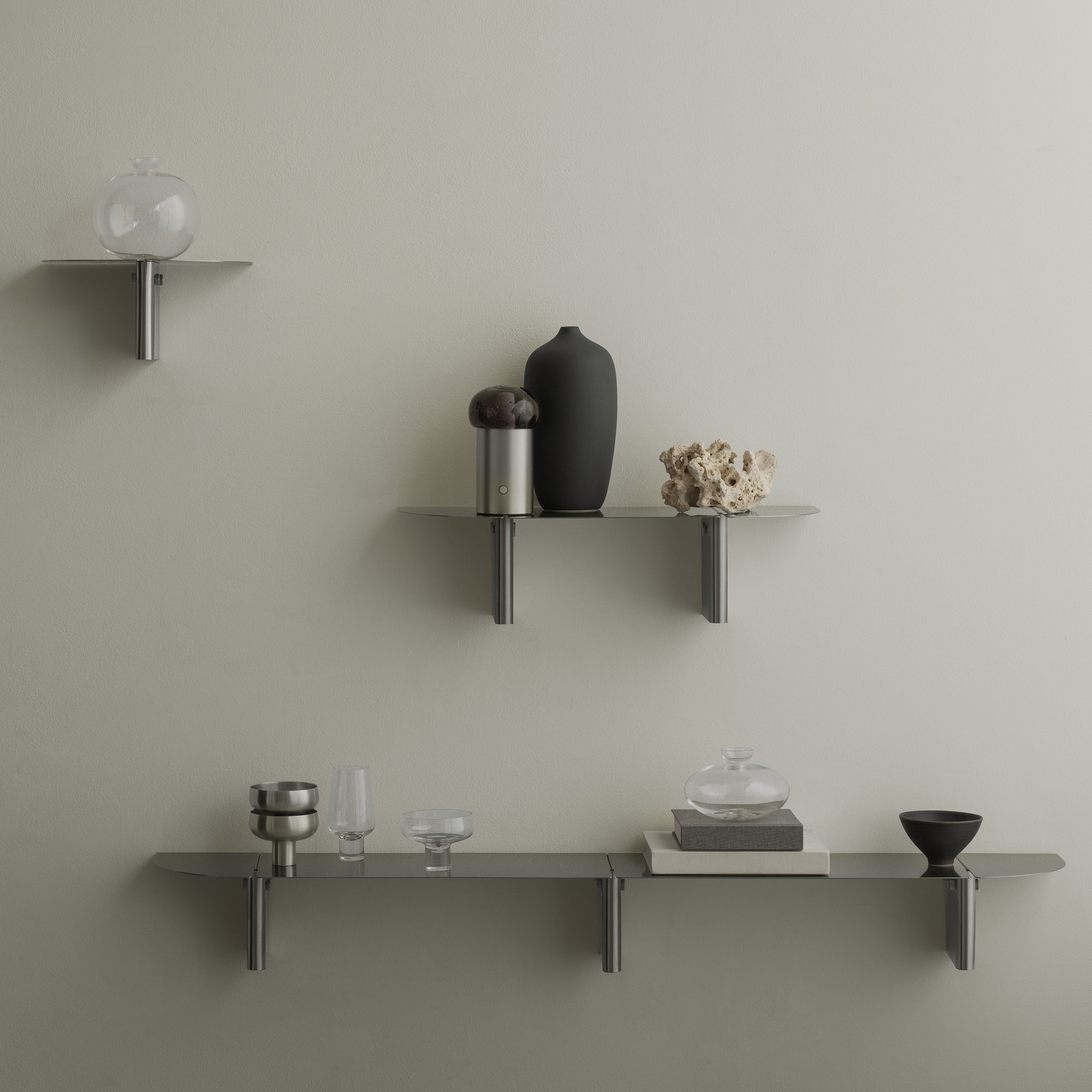 Oru Stainless Steel Floating Shelf, Brushed Stainless