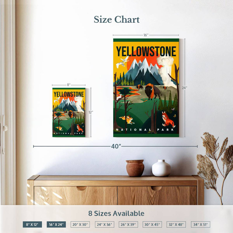 Alvord Yellowstone Park, H 12 po x l 8 po