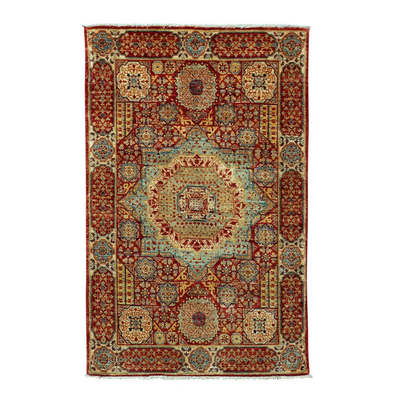 Hand Knotted Oriental Area Rug in Navy