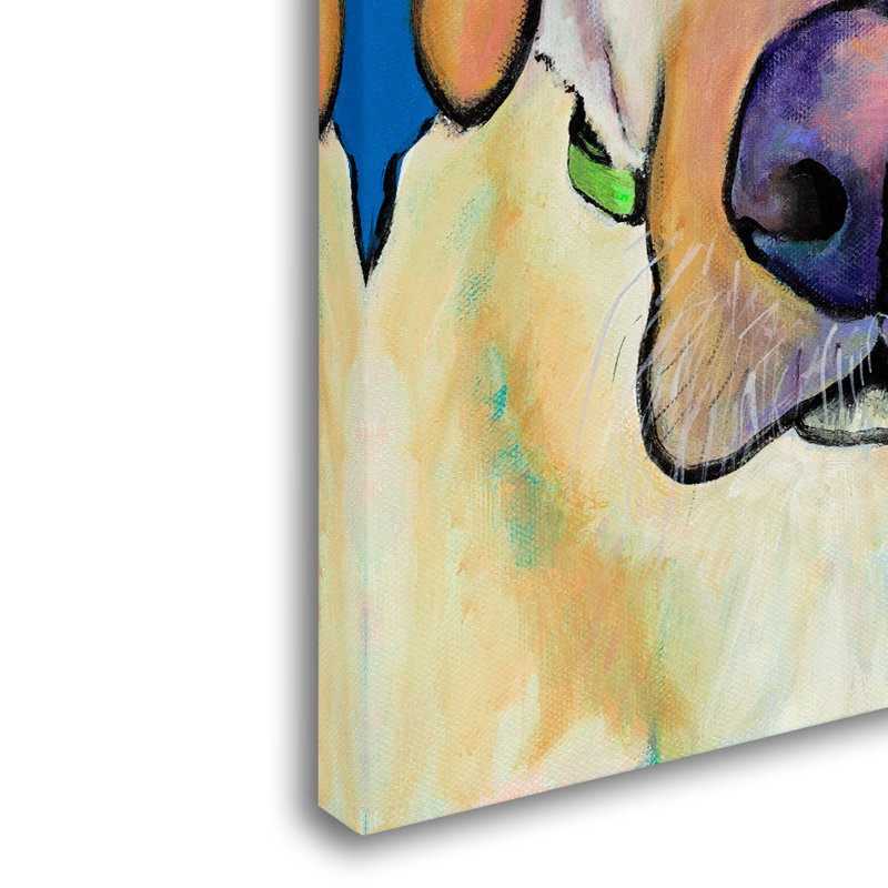 Yellow Lab Dog Canvas Wall Art in Blue and Orange