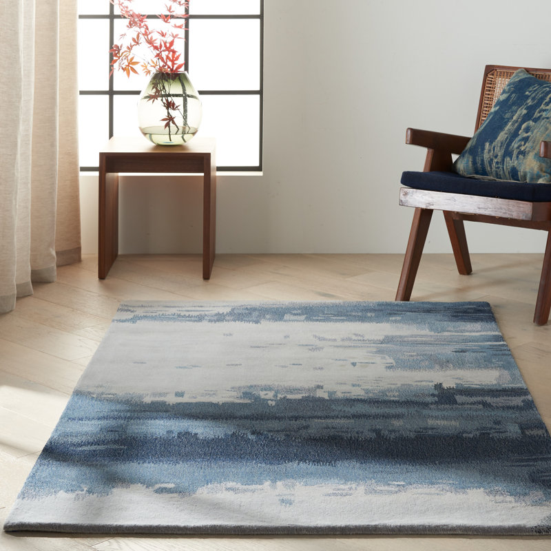 Wool Abstract Area Rug, Rectangle 4' x 6'