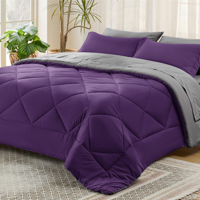 Best Seller Bedsure Comforter Set Reversible Bedding for All Seasons-89GSM, Purple