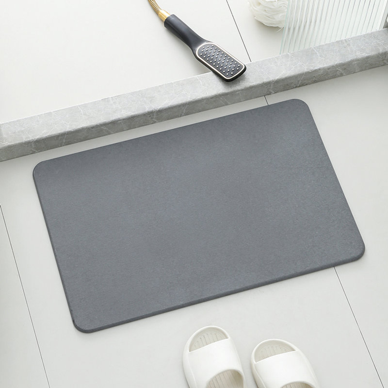 24" X 15" Minimalist Quick-dry Diatomaceous Stone Bath Mat, Grey