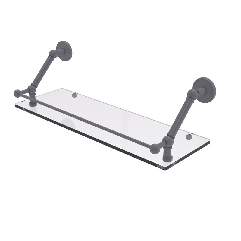 Tablette flottante Dalston avec barre de galerie, Gris mat, H 8 po x l 24 po x P 8,6 po