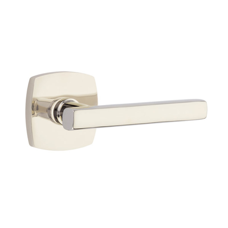 Freestone Flat Double Dummy Door Lever with Square Rosette, Right, Bright Nickel