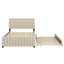 Lit plateforme tapissier en velours avec lit gigogne simple-1214938299