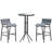 3 Piece Bar Height Outdoor Bistro Set For 2, Round Patio Pub Table 2 Bar Chairs With Comfortable Design & Strong Build-719888605