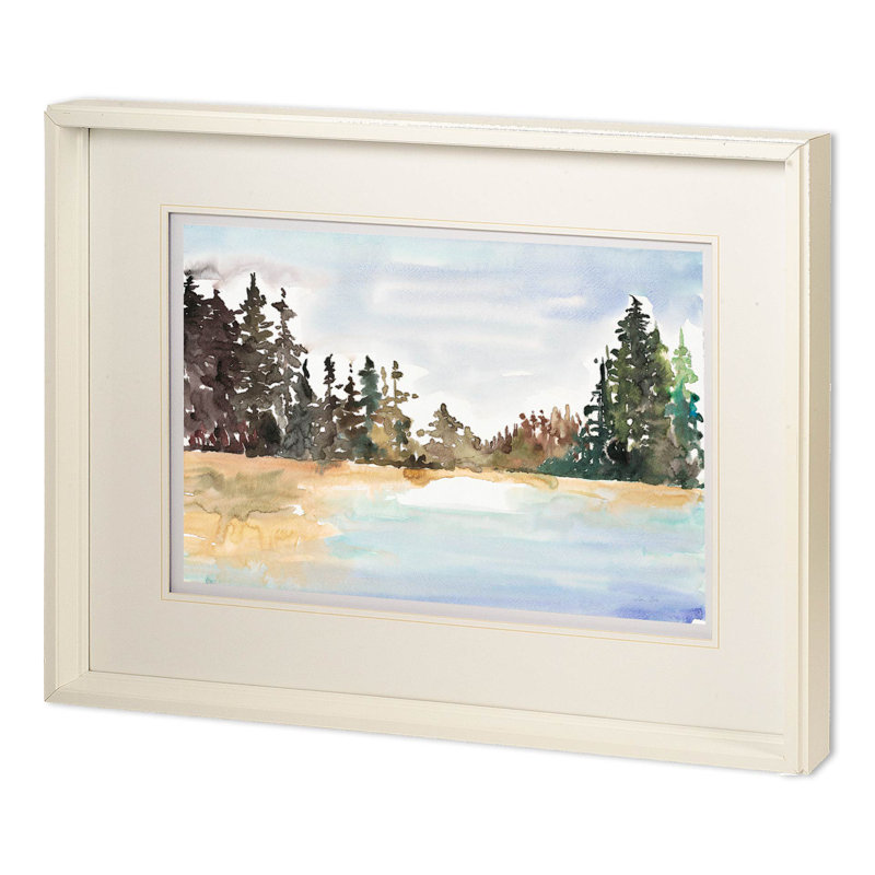 Evergreen View by Lora Gold a Hand Embelished Textured Framed Art Print Matted under Glass
