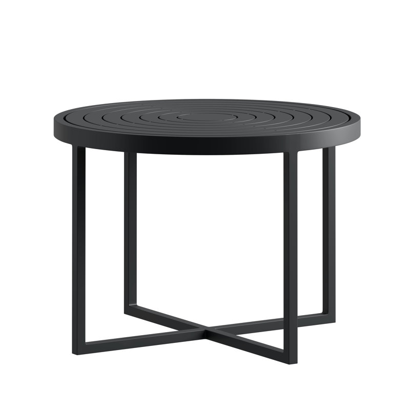 Round Dining Table, Textured Black