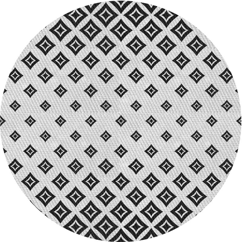 Tapis noir/blanc à motifs, Rond 5 pi