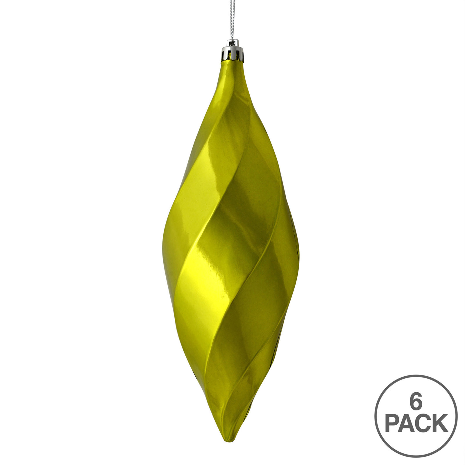 8" Swirl Finial Ornament, Lime Shiny