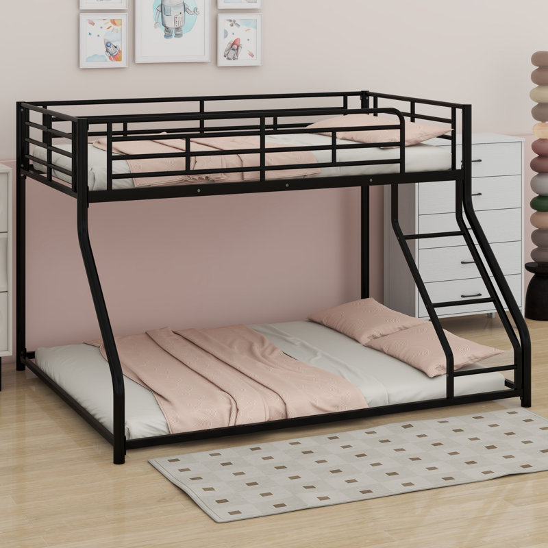 Metal Floor Bunk Bed, Twin XL Over Queen