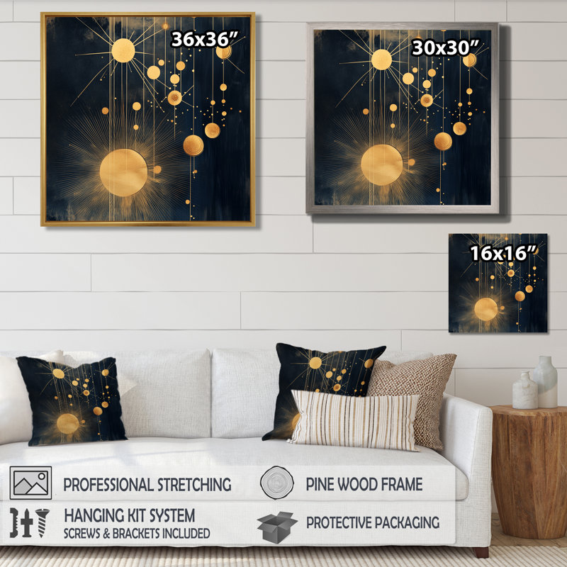 Abstract Starburst Canvas, Constellation Wall Art, Cemya, H 36 po x l 36 po, Cadre naturel flottant