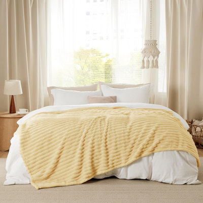 Jeté de lit en flanelle pour fille, couverture douce et confortable 300 g / m² pour dortoir et décoration intérieure, gelato abricot, cadeau toutes saisons