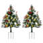 Arbre de Noël artificiel pré-éclairé 2,5 pi avec 2 branches 2,5 pi / 30 po, 70 lumières, blanc chaud, baies, pommes de pin et boules
