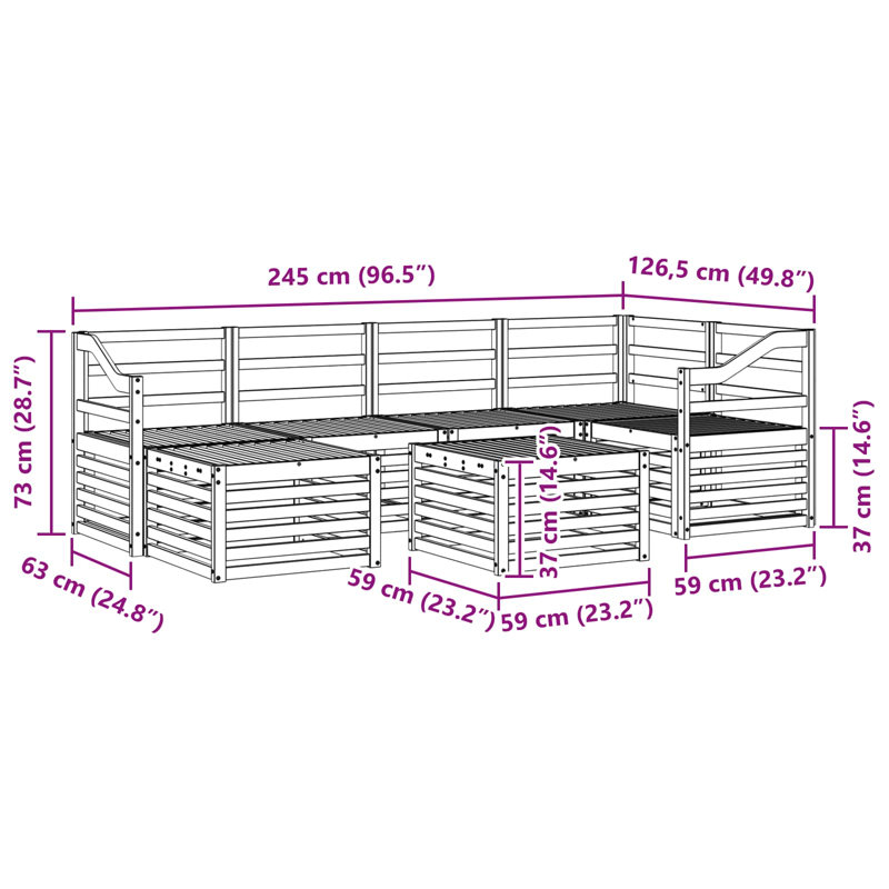  Sectional Sofa Set 7 pcs Solid Acacia Wood Outdoor Garden Furniture
