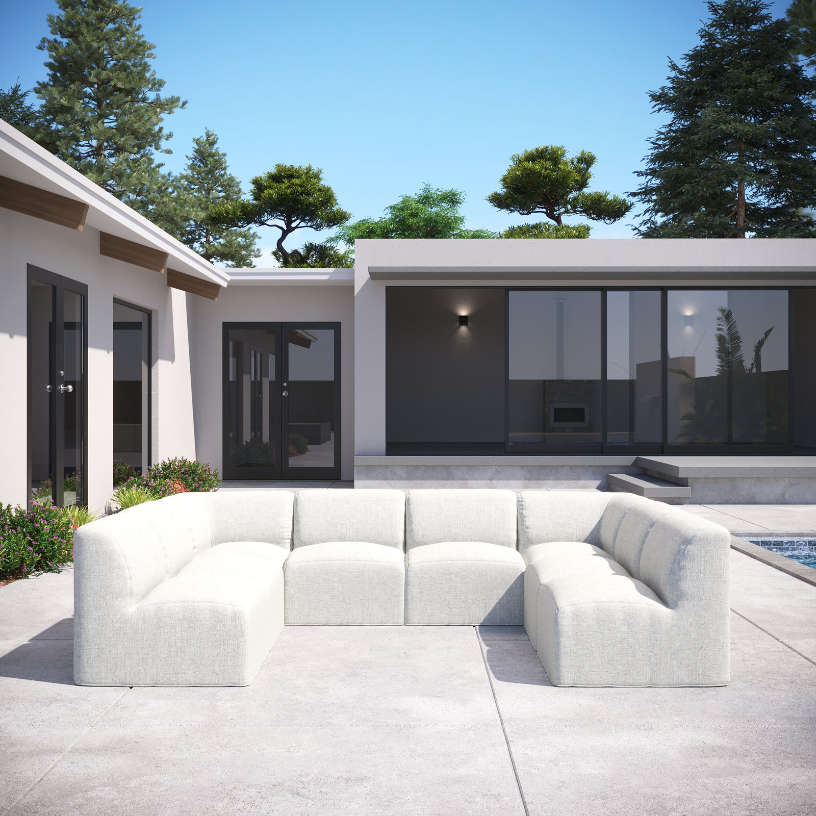 Praia 6-Person Patio Seating Group, Canvas White Sunbrella® Canvas
