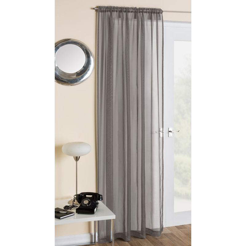 Morganne Slot Top Sheer Curtain, Grey, Width 145 x Drop 122 cm