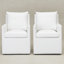 Chaise de salle à manger rembourrée en lin avec roulettes interchangeables et pieds fixes (ensemble de 2) Cathlino-109468733