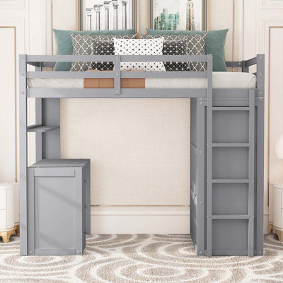 Twin size Loft Bed with Drawers,Desk,and Wardrobe - Kieandra