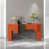Orange / bois brun foncé