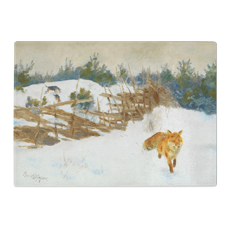 Fox in the Snow Vol.1 by Bruno Liljefors Chopping Board, 0.4cm H x 28.5cm W x 39cm L